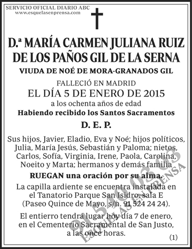 María Carmen Juliana Ruiz de los Paños Gil de la Serna